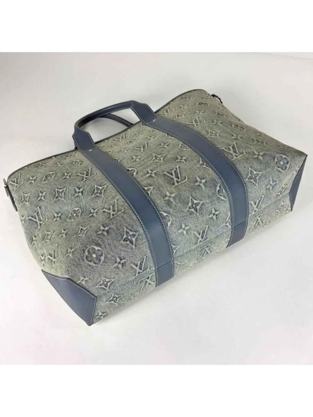 Louis Vuitton Weekend Tote NM 2-Way Monogram Wash Denim Leather Blue